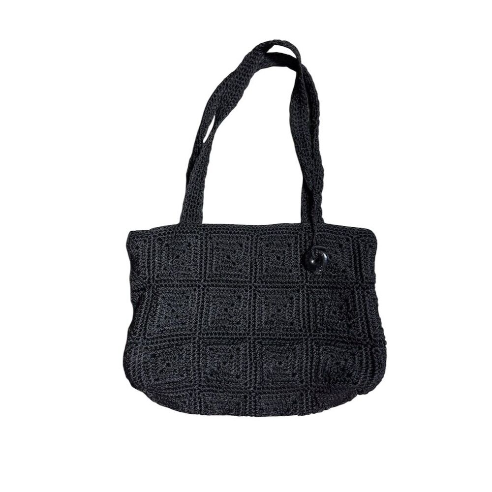 The Sak Women's Black Crochet Knit Woven Shoulder Bag Purse